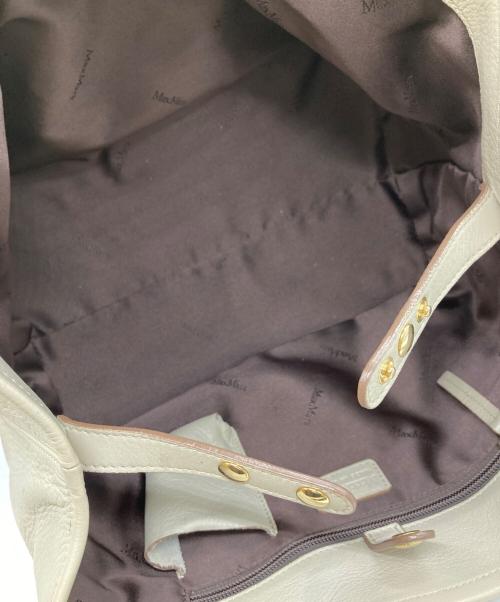 MaxMara（マックスマーラ）MaxMara (マックスマーラ) シボ革トートバッグ アイボリーの古着・服飾アイテム