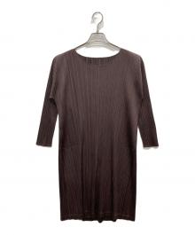 PLEATS PLEASE（プリーツプリーズ）の古着「プリーツワンピース」｜ブラウン