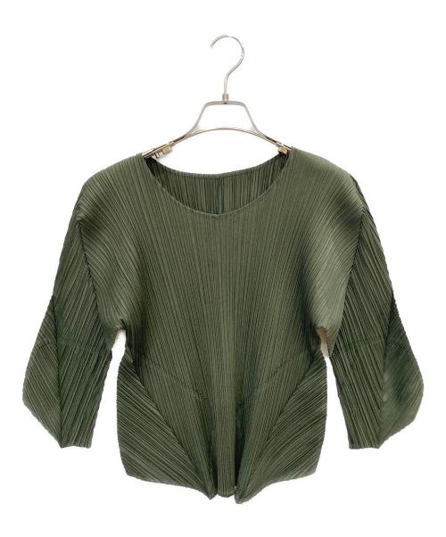 PLEATS PLEASE（プリーツプリーズ）PLEATS PLEASE (プリーツプリーズ) プリーツブラウス グリーン サイズ:3の古着・服飾アイテム