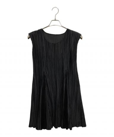 プリーツプリーズPLEATS PLEASE ワンピース 黒 中古・古着通販】PLEATS PLEASE (プリーツプリーズ) プリーツ