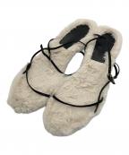 BRENTELLAブレンテッラ）の古着「skinny strap fake fur sandal」｜ホワイト