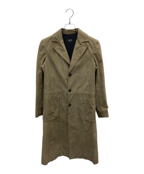 A.P.C.（アーペーセー）A.P.C. (アーペーセー) ヌバックレザーチェスターコート カーキ サイズ:Sの古着・服飾アイテム
