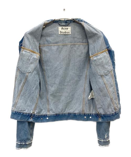 Acne studios（アクネ ストゥディオス）Acne studios (アクネ ストゥディオス) ノーカラークラッシュデニムジャケット インディゴ サイズ:44の古着・服飾アイテム