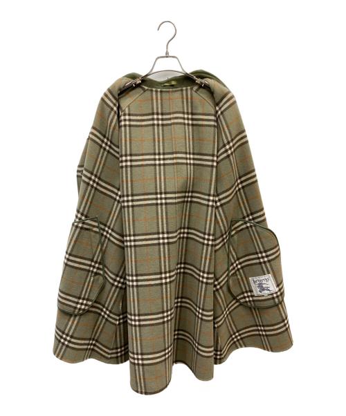 Burberry's（バーバリー）Burberry's (バーバリーズ) 裏ノバチェックカシミヤ混ステンカラーコート グリーン サイズ:表記なしの古着・服飾アイテム