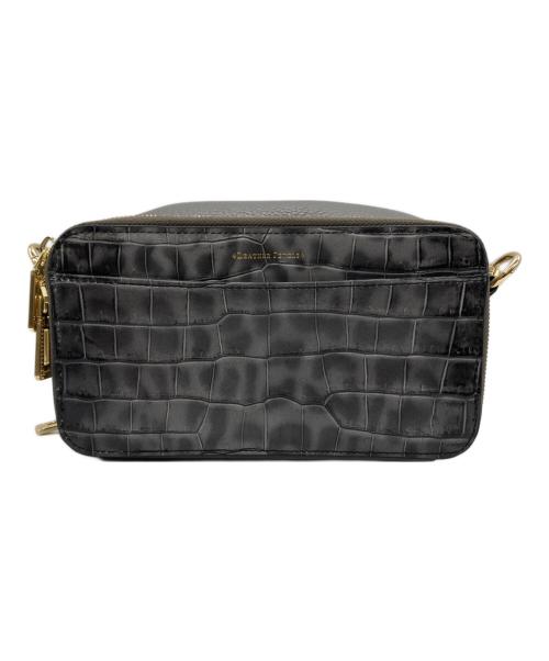 LEATHER JEWELS（レザージュエルズ）LEATHER JEWELS (レザージュエルズ) フラワーモチーフクロコ型押しショルダーバッグ グレーの古着・服飾アイテム