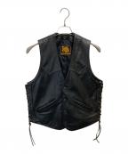 DEGNERデグナー）の古着「レースアップレザーベスト」｜ブラック