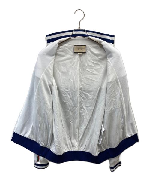GUCCI（グッチ）GUCCI (グッチ) Interlocking G Polyester Pique Zip-Up Jacket ホワイト×ネイビー サイズ:Sの古着・服飾アイテム