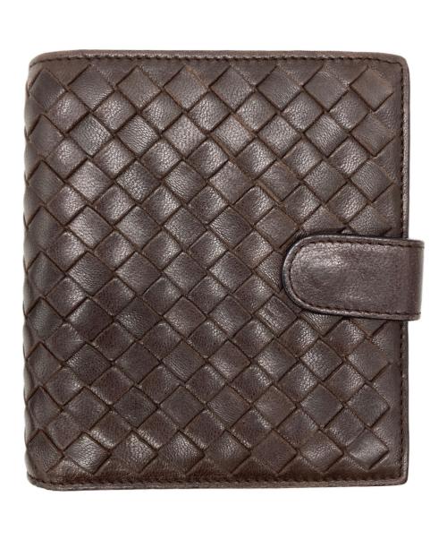 BOTTEGA VENETA（ボッテガベネタ）BOTTEGA VENETA (ボッテガベネタ) イントレチャート2つ折り財布 ブラウンの古着・服飾アイテム