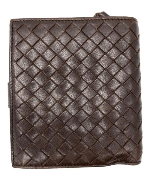 BOTTEGA VENETA（ボッテガベネタ）BOTTEGA VENETA (ボッテガベネタ) イントレチャート2つ折り財布 ブラウンの古着・服飾アイテム