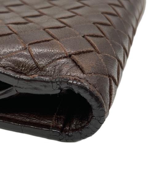 BOTTEGA VENETA（ボッテガベネタ）BOTTEGA VENETA (ボッテガベネタ) イントレチャート2つ折り財布 ブラウンの古着・服飾アイテム