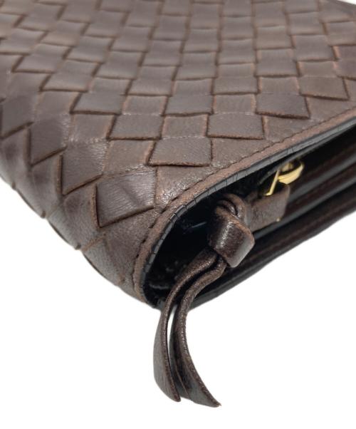 BOTTEGA VENETA（ボッテガベネタ）BOTTEGA VENETA (ボッテガベネタ) イントレチャート2つ折り財布 ブラウンの古着・服飾アイテム