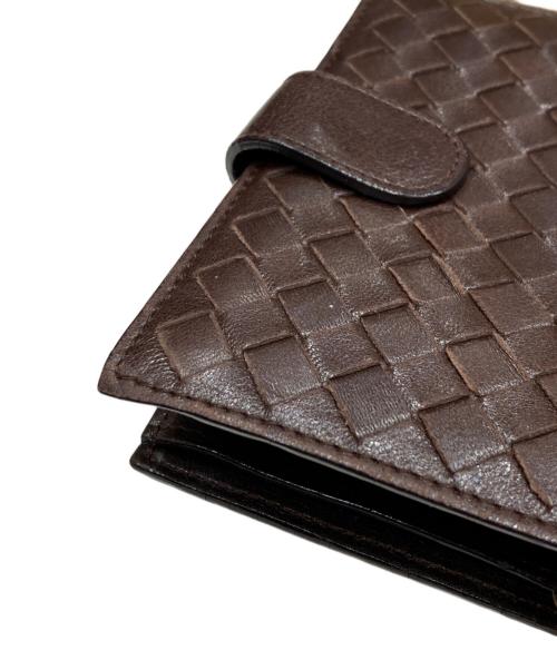BOTTEGA VENETA（ボッテガベネタ）BOTTEGA VENETA (ボッテガベネタ) イントレチャート2つ折り財布 ブラウンの古着・服飾アイテム