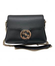 GUCCI（グッチ）の古着「インターロッキングG チェーンショルダーバッグ」｜ブラック
