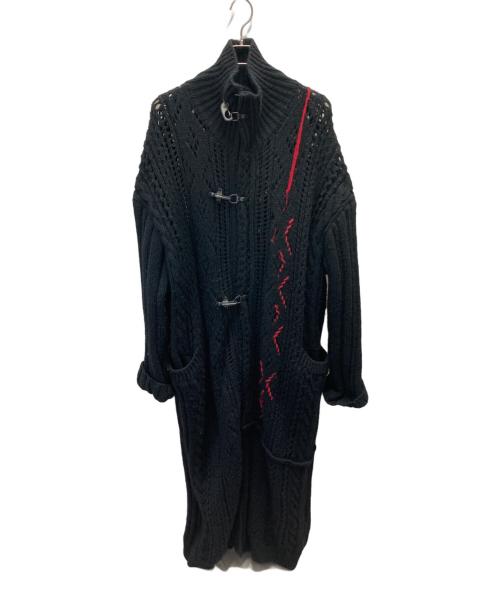Yohji Yamamoto pour homme（ヨウジヤマモト プールオム）Yohji Yamamoto pour homme (ヨウジヤマモト プールオム) マキシ丈ファイヤーマンニットコート ブラック サイズ:3の古着・服飾アイテム