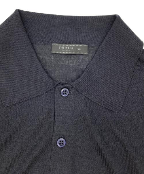 PRADA（プラダ）PRADA (プラダ) シルク混ニットポロシャツ ブラック サイズ:50の古着・服飾アイテム