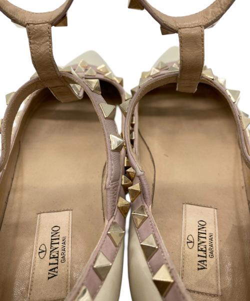 VALENTINO（ヴァレンティノ）VALENTINO (ヴァレンティノ) ポインテッドトゥロックスタッズバレリーナシューズ アイボリー×ラベンダー サイズ:36の古着・服飾アイテム