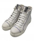 MIU MIUミュウミュウ）の古着「キャンバスハイカットプラットフォームスニーカー」｜ホワイト