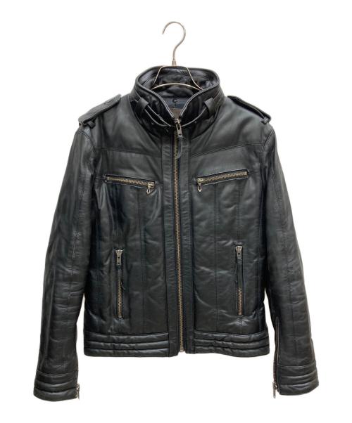 Liugoo Leathers（リューグーレザーズ）Liugoo Leathers (リューグーレザーズ) ダウンライダースジャケット ブラック サイズ:Mの古着・服飾アイテム