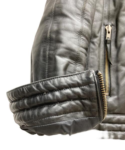 Liugoo Leathers（リューグーレザーズ）Liugoo Leathers (リューグーレザーズ) ダウンライダースジャケット ブラック サイズ:Mの古着・服飾アイテム