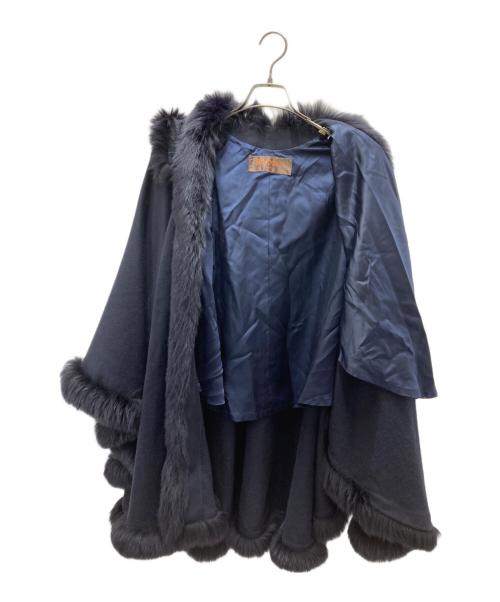 BALMAIN（バルマン）BALMAIN (バルマン) カシミヤ100%ポンチョ ネイビー サイズ:FREEの古着・服飾アイテム