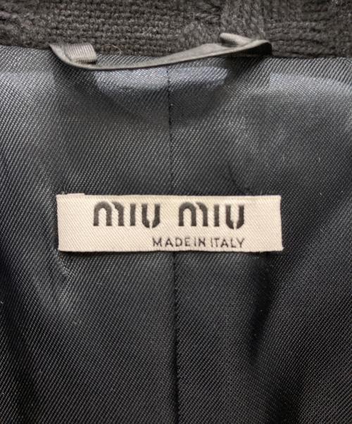 MIU MIU（ミュウミュウ）MIU MIU (ミュウミュウ) ウールデザインロングコート ブラック サイズ:42の古着・服飾アイテム