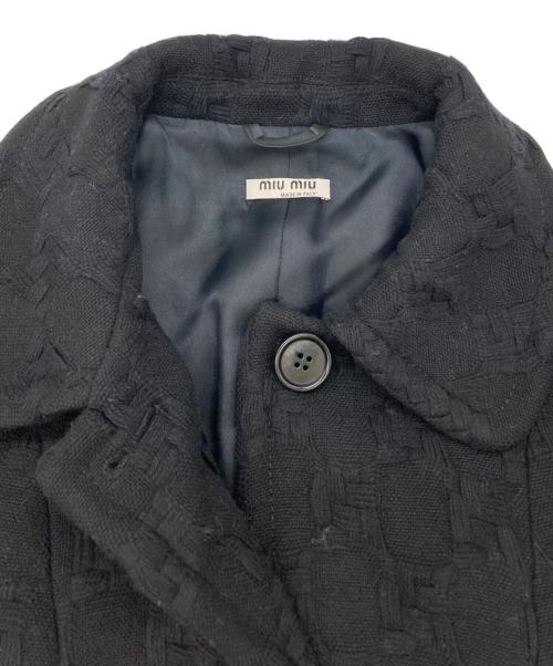 MIU MIU（ミュウミュウ）MIU MIU (ミュウミュウ) ウールデザインロングコート ブラック サイズ:42の古着・服飾アイテム
