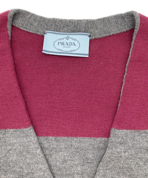 PRADA（プラダ）PRADA (プラダ) バイカラーニットカーディガン グレー×パープル サイズ:38の古着・服飾アイテム