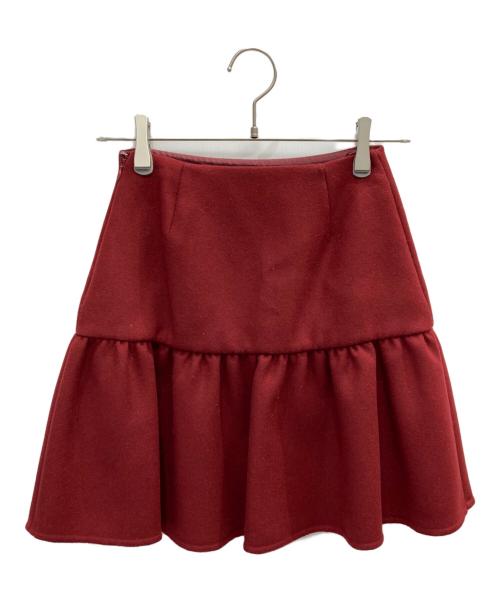 PRADA（プラダ）PRADA (プラダ) ウールフレアミニスカート レッド サイズ:38の古着・服飾アイテム