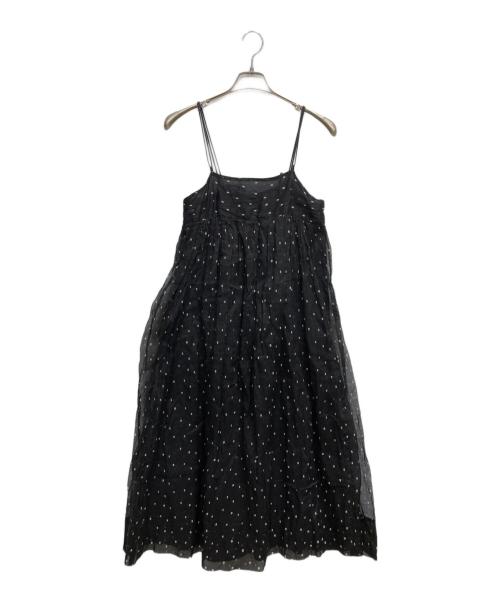 freada（フリーダ）Freada (フリーダ) コットンオーガンジー ドット柄 キャミソールワンピース ブラック サイズ:FREEの古着・服飾アイテム
