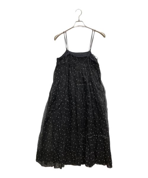 freada（フリーダ）Freada (フリーダ) コットンオーガンジー ドット柄 キャミソールワンピース ブラック サイズ:FREEの古着・服飾アイテム
