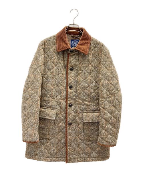 J.PRESS（ジェイプレス）J.PRESS (ジェイプレス) Harris Tweed (ハリスツイード) ハリスツイードキルティングコート ブラウン サイズ:Lの古着・服飾アイテム