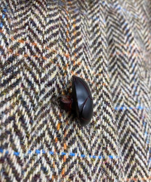 J.PRESS（ジェイプレス）J.PRESS (ジェイプレス) Harris Tweed (ハリスツイード) ハリスツイードキルティングコート ブラウン サイズ:Lの古着・服飾アイテム