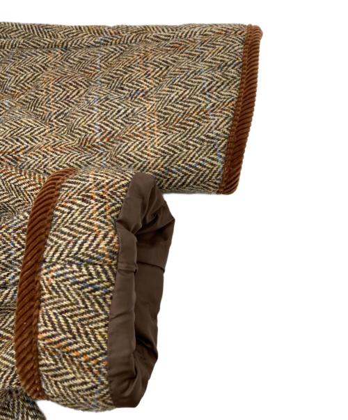 J.PRESS（ジェイプレス）J.PRESS (ジェイプレス) Harris Tweed (ハリスツイード) ハリスツイードキルティングコート ブラウン サイズ:Lの古着・服飾アイテム