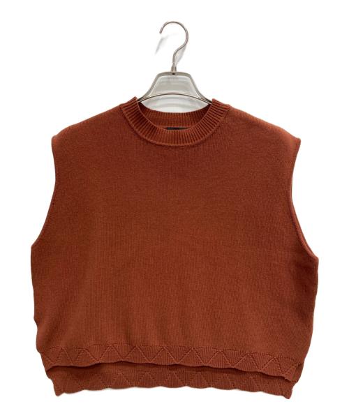 オオカミとフクロウ（オオカミトフクロウ）オオカミとフクロウ (オオカミトフクロウ) ニットベスト ブラウン サイズ:FREEの古着・服飾アイテム