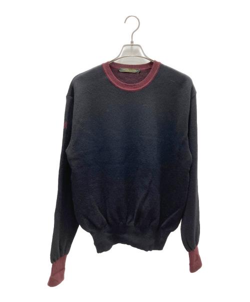 The DUFFER N NEPHEWS（ザ・ダファー・アンド・ネフューズ）The DUFFER N NEPHEWS (ザ・ダファー・アンド・ネフューズ) GLENMORAY/クルーネックニット ブラック×ボルドー サイズ:表記なしの古着・服飾アイテム