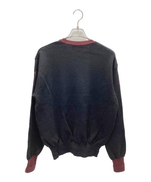 The DUFFER N NEPHEWS（ザ・ダファー・アンド・ネフューズ）The DUFFER N NEPHEWS (ザ・ダファー・アンド・ネフューズ) GLENMORAY/クルーネックニット ブラック×ボルドー サイズ:表記なしの古着・服飾アイテム