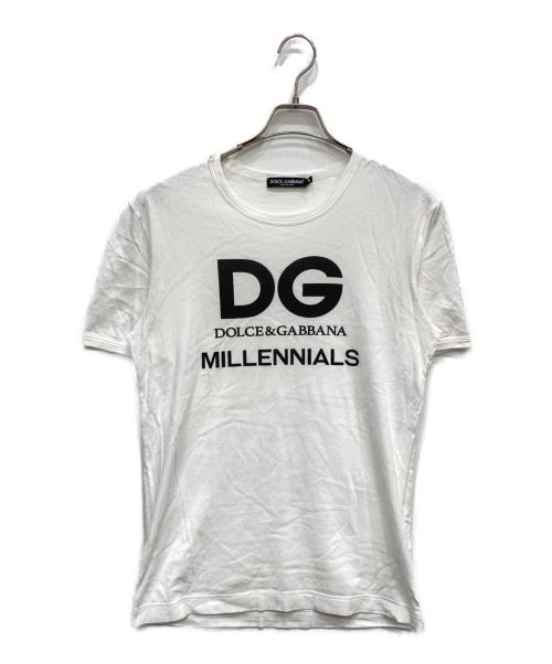 DOLCE & GABBANA（ドルチェ＆ガッバーナ）DOLCE & GABBANA (ドルチェ＆ガッバーナ) ロゴプリントTシャツ ホワイト サイズ:Mの古着・服飾アイテム