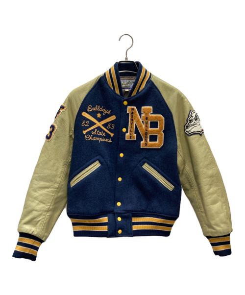 whitesville（ホワイツビル）WHITESVILLE (ホワイツビル) フルデコスタジャン ネイビー×ベージュ サイズ:38の古着・服飾アイテム