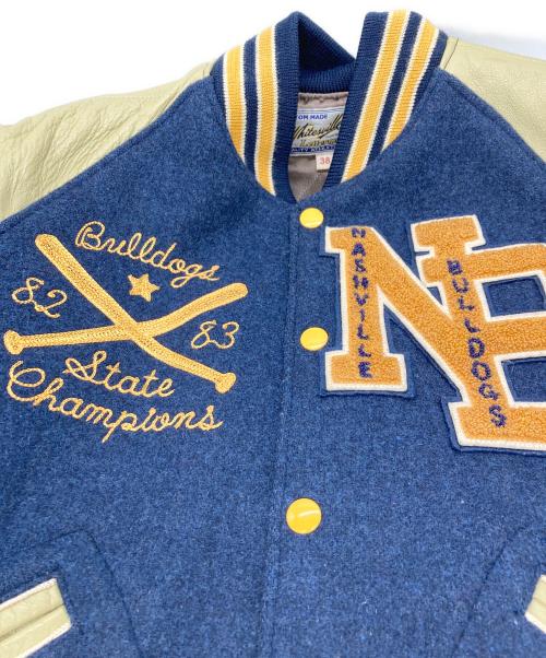 whitesville（ホワイツビル）WHITESVILLE (ホワイツビル) フルデコスタジャン ネイビー×ベージュ サイズ:38の古着・服飾アイテム