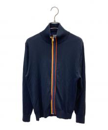PAUL SMITH（ポールスミス）の古着「アーティストストライプポイントジップアップニット」｜ネイビー