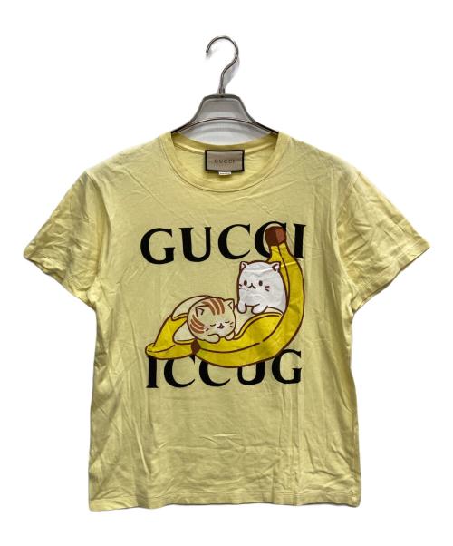 GUCCI（グッチ）GUCCI (グッチ) ばなにゃ プリントTシャツ イエロー サイズ:xxsの古着・服飾アイテム