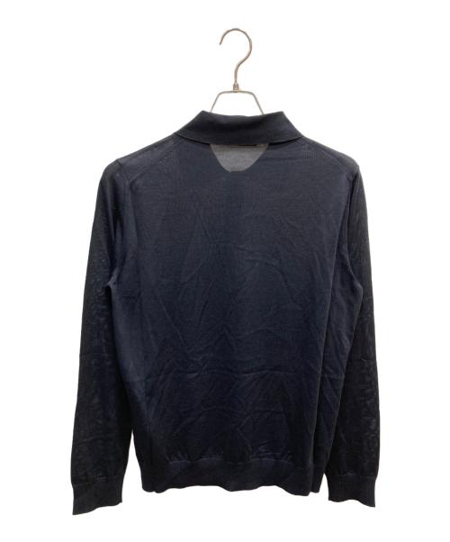 PRADA（プラダ）PRADA (プラダ) コットン×シルクニットポロシャツ ネイビー サイズ:50の古着・服飾アイテム