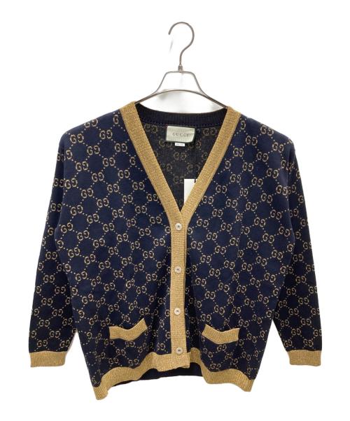 GUCCI（グッチ）GUCCI (グッチ) ゴールドラメGGパターンカーディガン ブラック×ゴールド サイズ:Lの古着・服飾アイテム