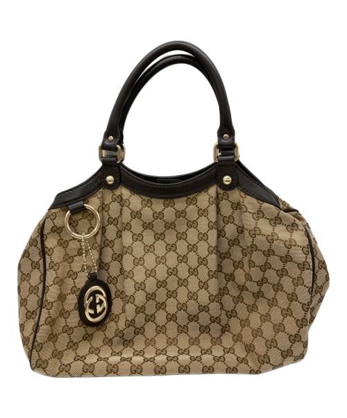 GUCCI（グッチ）GUCCI (グッチ) GGキャンバス スーキーハンドバッグ ブラウン サイズ:表記なしの古着・服飾アイテム