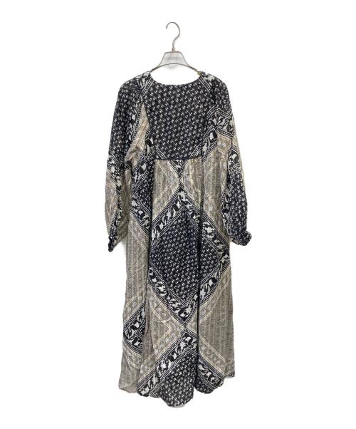 sara mallika（サラマリカ）sara mallika (サラマリカ) Cotton Block Pattern Dress ブラック サイズ:Ⅼの古着・服飾アイテム