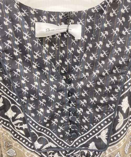 sara mallika（サラマリカ）sara mallika (サラマリカ) Cotton Block Pattern Dress ブラック サイズ:Ⅼの古着・服飾アイテム