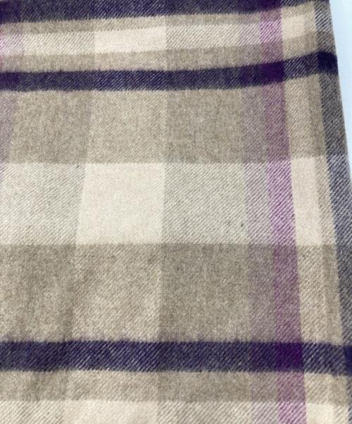 JOHNSTONS OF ELGIN（ジョンストンズオブエルガン）JOHNSTONS OF ELGIN (ジョンストンズオブエルガン) 大判カシミヤチェックマフラー パープル×ベージュの古着・服飾アイテム