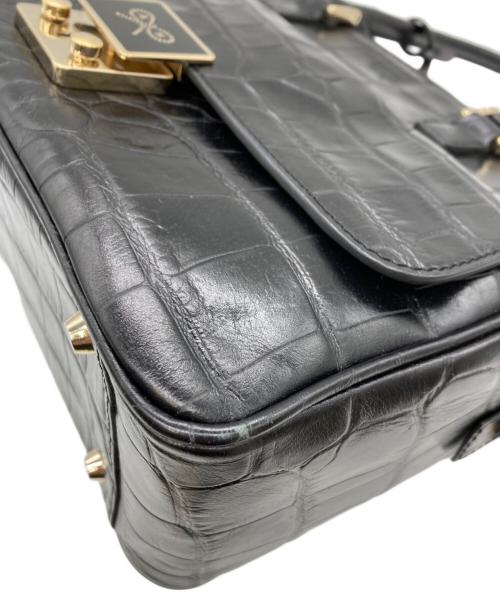 ANYA HINDMARCH（アニヤ・ハインドマーチ）ANYA HINDMARCH (アニヤ・ハインドマーチ) カーカー クロコ型押し2WAYバッグ ブラック サイズ:表記なしの古着・服飾アイテム