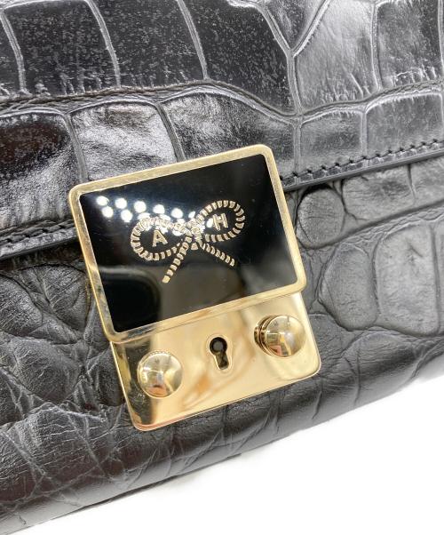 ANYA HINDMARCH（アニヤ・ハインドマーチ）ANYA HINDMARCH (アニヤ・ハインドマーチ) カーカー クロコ型押し2WAYバッグ ブラック サイズ:表記なしの古着・服飾アイテム