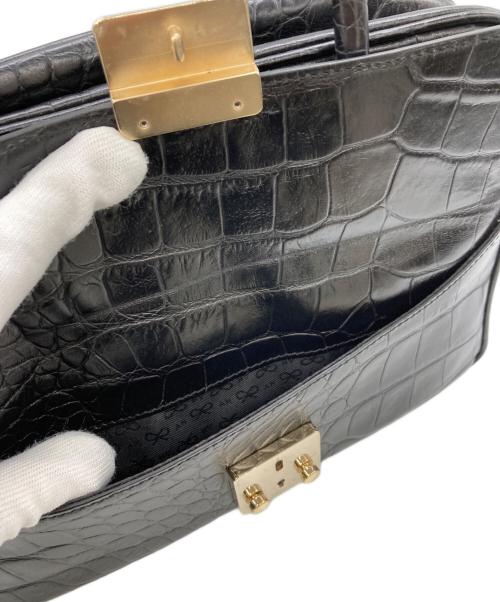 ANYA HINDMARCH（アニヤ・ハインドマーチ）ANYA HINDMARCH (アニヤ・ハインドマーチ) カーカー クロコ型押し2WAYバッグ ブラック サイズ:表記なしの古着・服飾アイテム